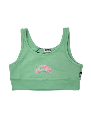 GCDS top bambina crop con logo verde