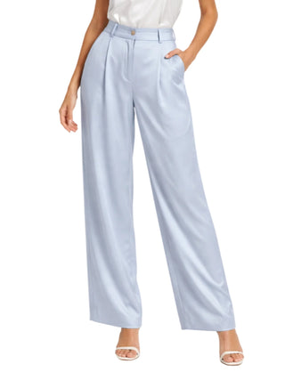 Yes Zee pantaloni palazzo satin con pinces celeste