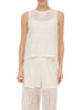 Only top smanicato crochet donna panna