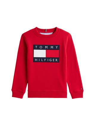 Tommy Hilfiger felpa bambino con logo iconico rosso