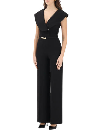 Simona Corsellini tuta jumpsuit lunga donna con cintina nero