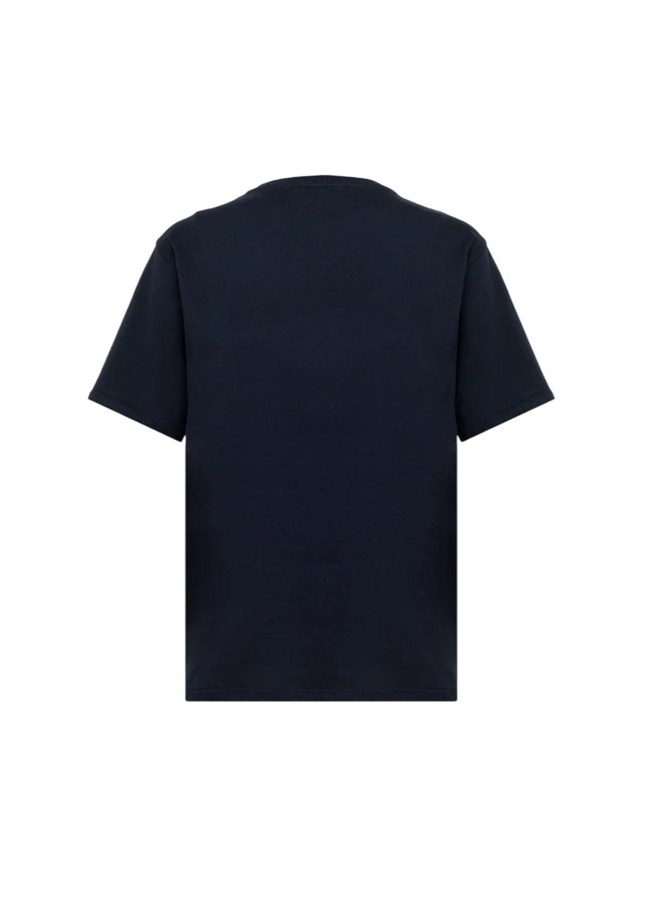 Blugirl T-shirt manica corta donna logo strass blu