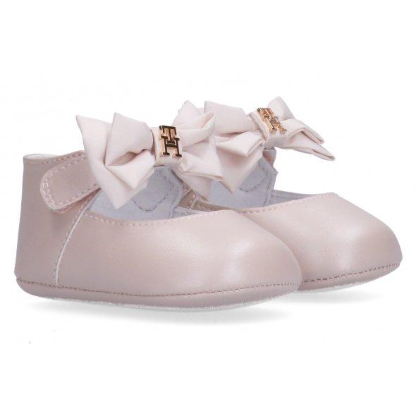 Tommy Hilfiger ballerine neonata con fiocco rosa cipria