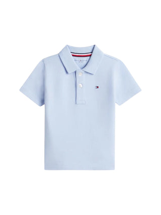 Tommy Hilfiger polo neonato in piquè manica corta celeste