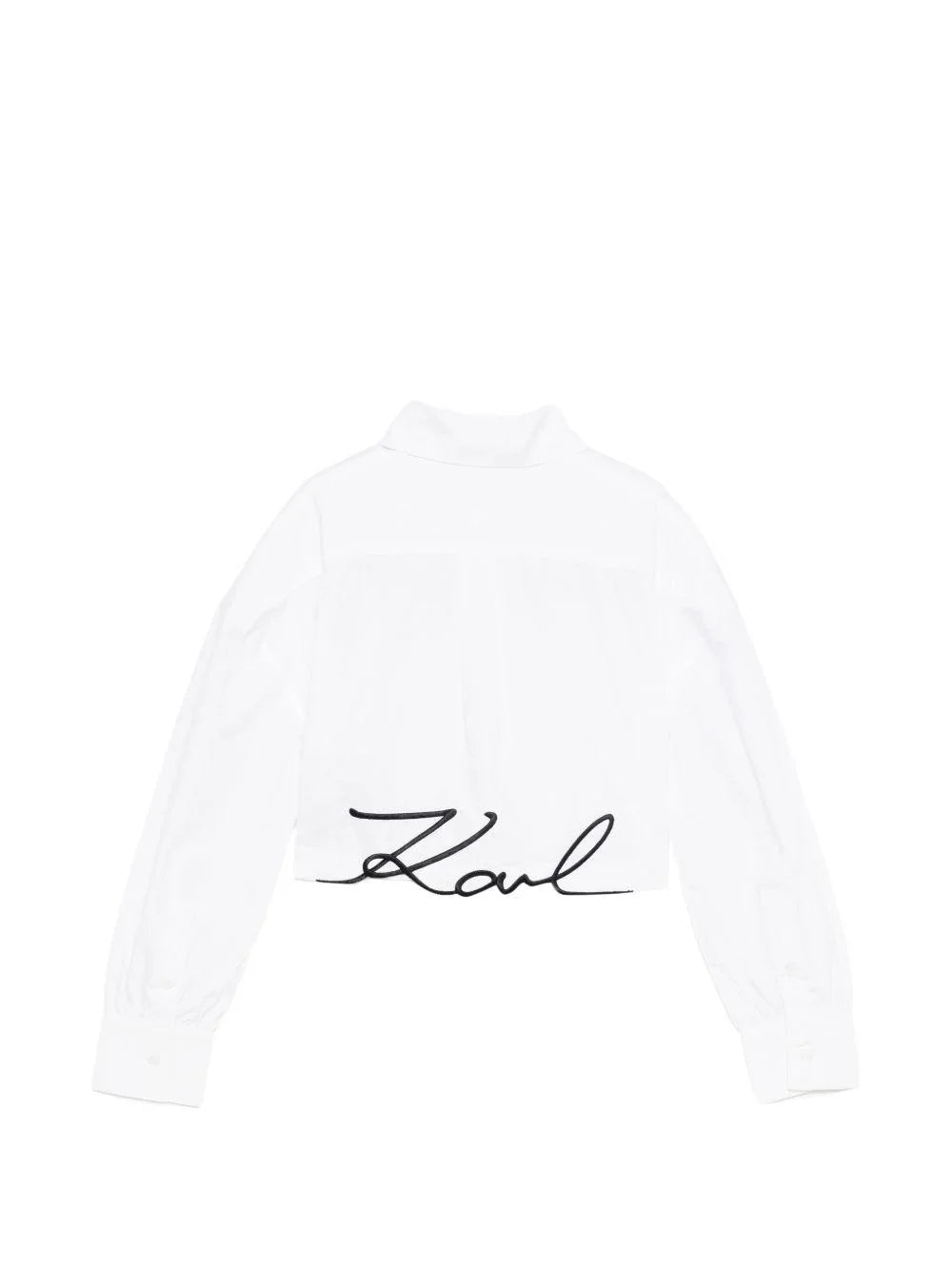 Karl Lagerfeld camicia bambina crop con tasconi bianco