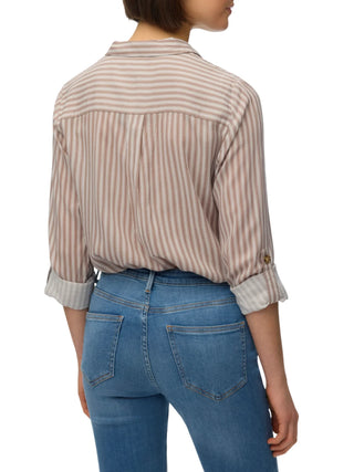 Vero Moda camicia donna a righe con tasconi tortora bianco