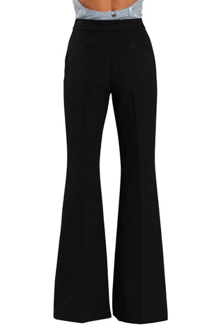 Relish pantaloni a zampa con dettagli satin nero