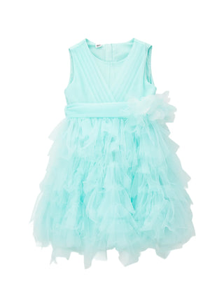 iDo abito cerimonia bambina in tulle verde acqua