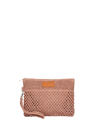 Me Fui pochette donna in rafia crochet rosa MA26-SW0055 PK ME FUI 