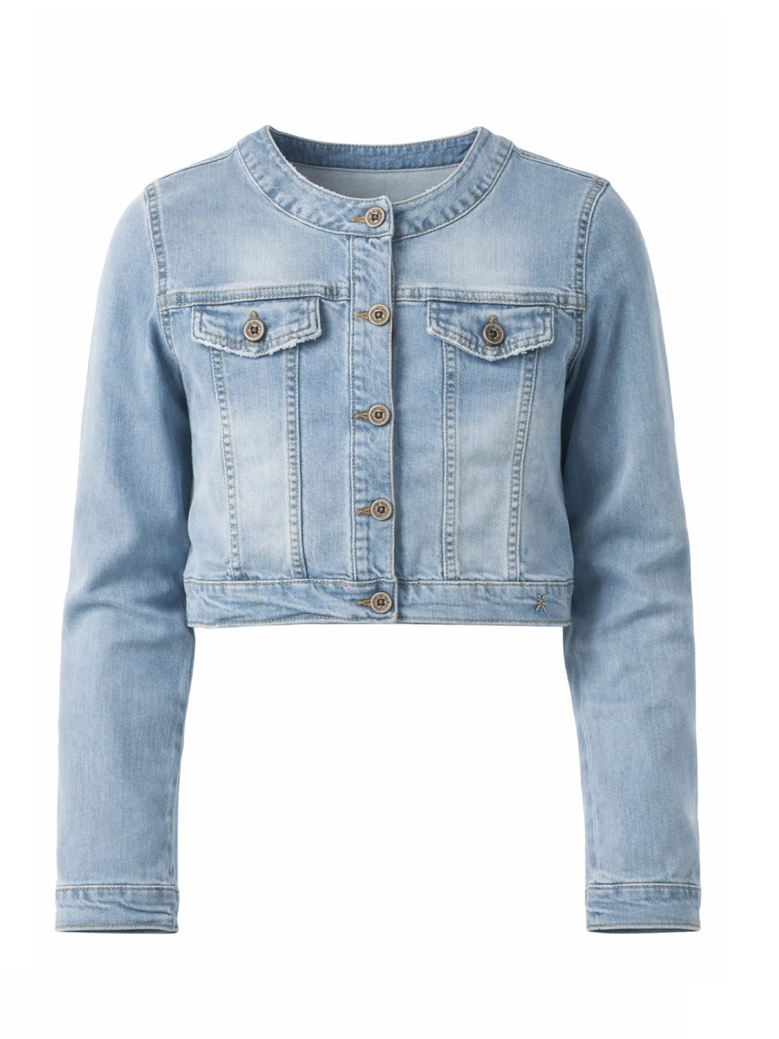 Patrizia Pepe giubbino crop bambina in denim lavaggio medio