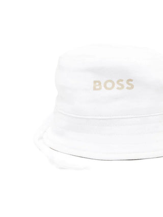 Boss cappello alla pescatora reversibile bambino beige bianco