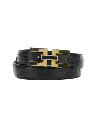 Elisabetta Franchi cintura in pelle con logo h2,5 nero oroElisabetta Franchi cintura