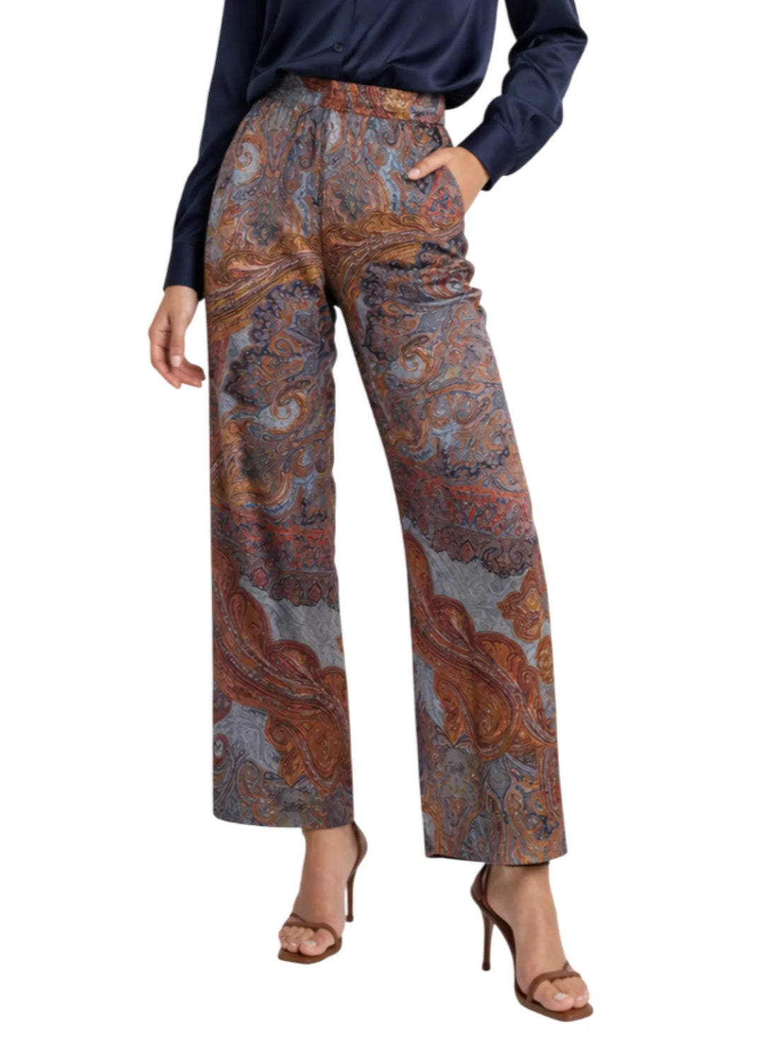 Sandro Ferrone pantaloni palazzo Paisley in fantasia multicolor