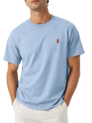 Vision of Super T-shirt uomo manica corte ricamo flame celeste
