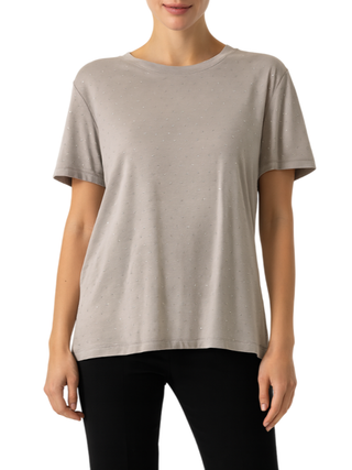 Lola by Sandro Ferrone T-shirt misto modal con strass tortora L98YBFSCIUPA FANGO-FANGO Lola BY S.FERRONE