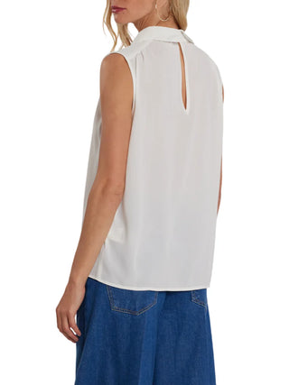 Relish blusa smanicata Jeanne con catenina bianco latte