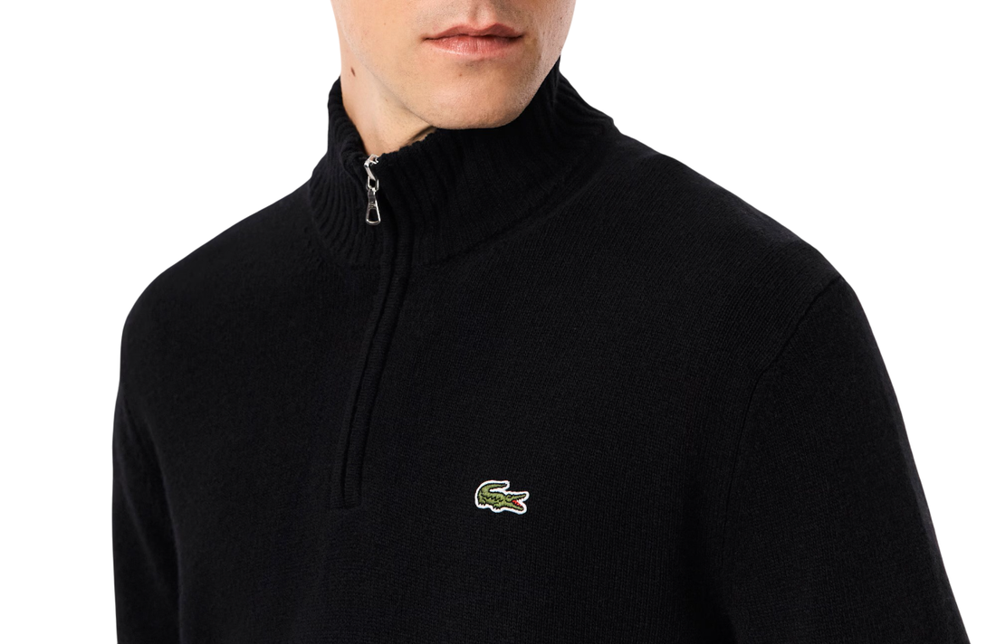 Lacoste maglia uomo in lana con zip nero
