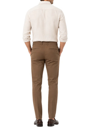 Le Braghe pantaloni uomo in cotone slim marrone
