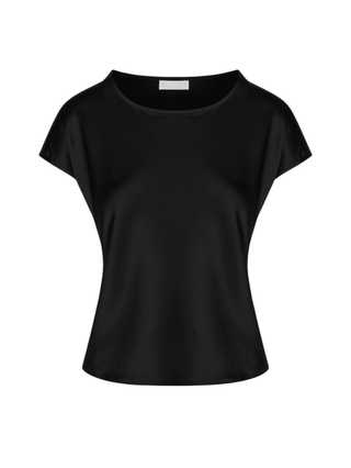 Sandro Ferrone blusa manica corta in raso nero S22YBFLEA NERO Sandro FERRONE