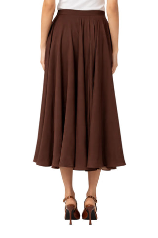 Sandro Ferrone gonna midi misto viscosa a pieghe marrone