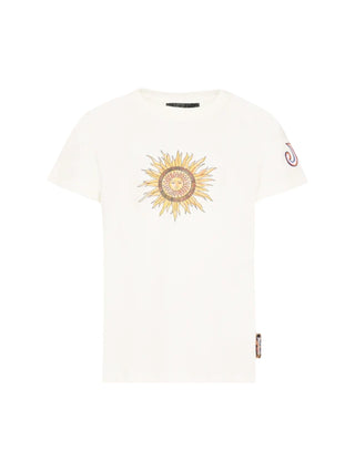 Just Cavalli T-shirt bambino con stampe multicolor panna