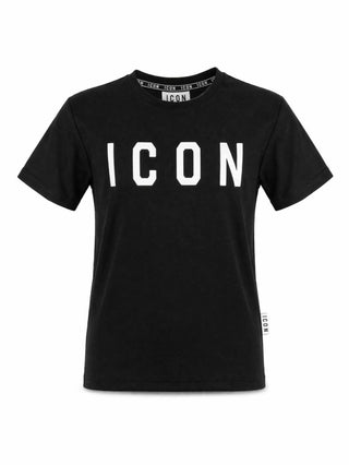 Icon T-shirt manica corta bambino con logo nero