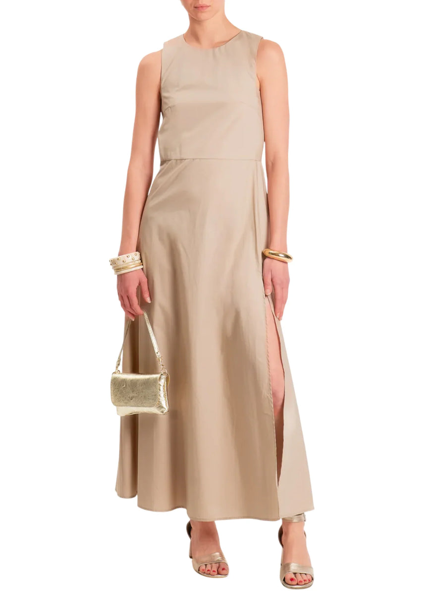 Vicolo abito lungo smanicato in cotone beige