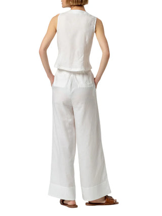 Surkana gilet donna in viscosa e lino panna