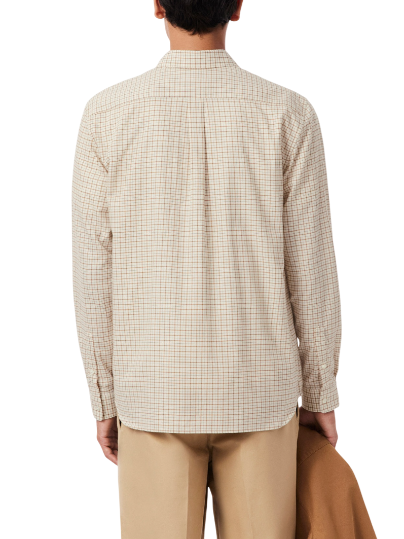 Lacoste camicia in fantasia scozzese panna beige