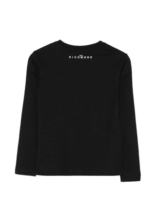 John Richmond T-shirt manica lunga bambino con logo nero