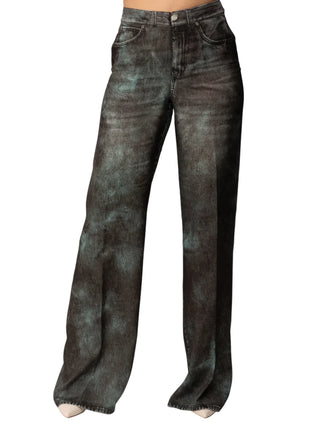 Pinko pantaloni wide leg Ballata Trompe oeil lavaggio denim