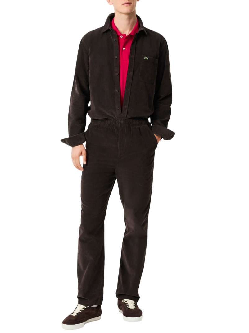 Lacoste pantaloni uomo in velluto a costine marrone