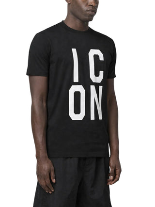 Icon T-shirt uomo manica corta con logo nero