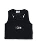 Icon top crop bambina con logo nero