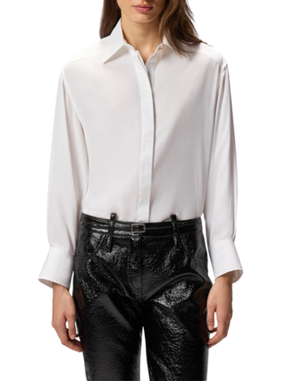 cassata camicia popeline con crepe de chine 105434-A2TG Z05 PINKO 