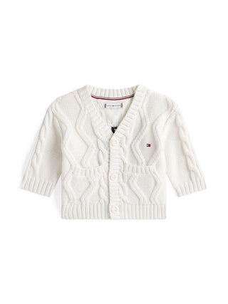 Tommy Hilfiger cardigan neonato con trecce panna KN0KN02090 YA8 Tommy Hilfiger 