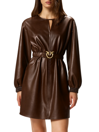 Pinko abito Sfumato in ecopelle con cinta marrone 105587-A2P4 M22 PINKO 