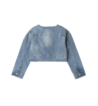 iDo giubbino bambina in denim con perline lavaggio blu