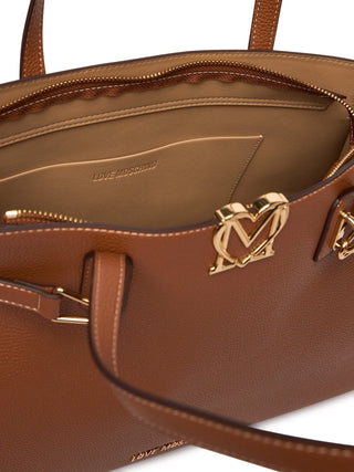 Love Moschino borsa a spalla in ecopelle martellata color cuoio