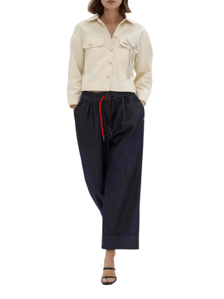 Yes Zee pantaloni donna gamba larga lavaggio scuro