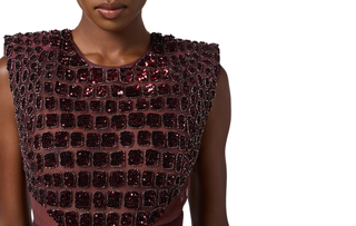 Elisabetta Franchi abito midi con ricami paillettes borgogna AB83457E2 EA4 ELISABETTA FRANCHI 