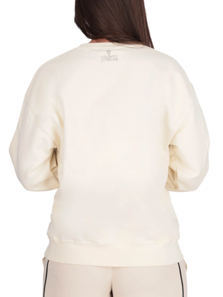 County of Milan felpa con disegno iconico strass panna CM30030 LATTE COUNTY OF MILAN