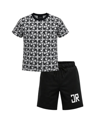 John Richmond completo bambino T-shirt e bermuda nero bianco