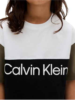 Calvin Klein T-shirt bambino colorblock nero bianco verde IB0IB02528 BEH Calvin Klein Jeans