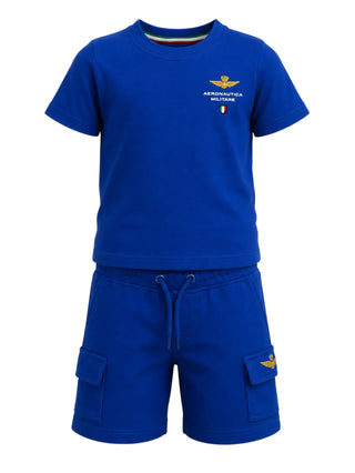 Aeronautica Militare completo bambino T-shirt e bermuda cargo azzurro