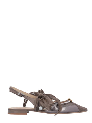 Pinko ballerine slingback a punta Gianira con lacci marrone