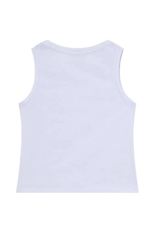 Patrizia Pepe canotta bambina con logo strass panna