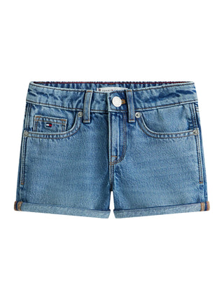 Tommy Hilfiger shorts bambina in denim lavaggio medio