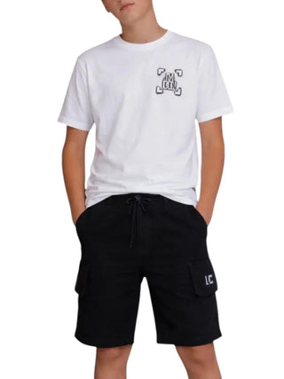 Icon T-shirt bambino in cotone stampe logo bianco