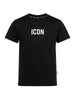 Icon T-shirt bambino in cotone con logo nero